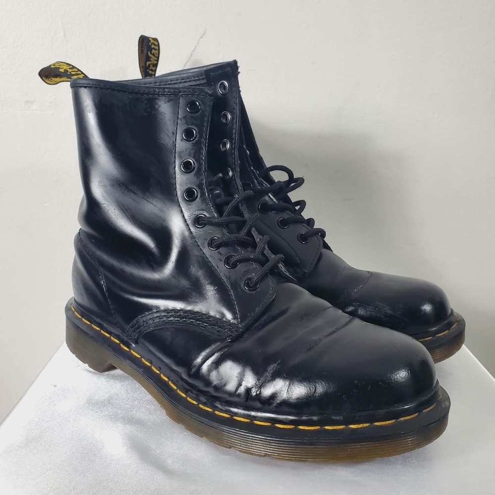 Dr. Martens 1460 Nappa Leather Lace Up Combat Boots Eye Black W10 - Picture 2 of 12